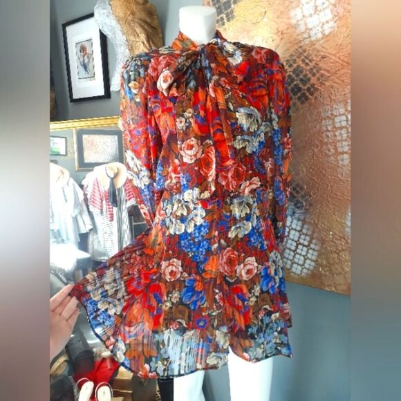 Zara Nwot Floral Chiffon Mini Dress - Picture 1 of 16